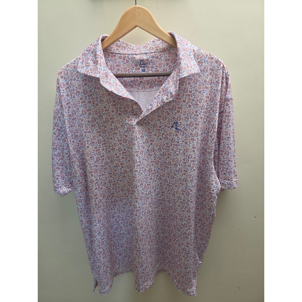Rhoback Mens XL Philadelphia Liberty Bell Novelty Print Performance Golf Polo